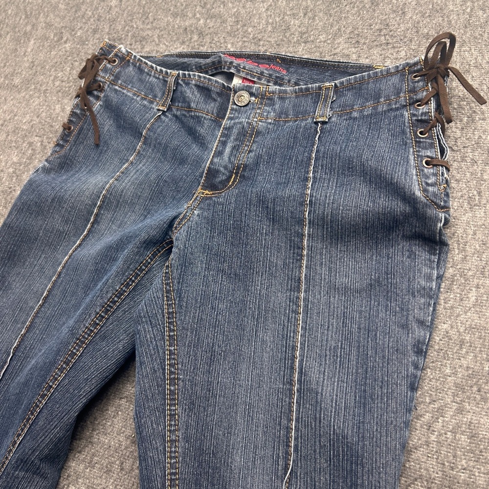 Vintage Y2K Lace Up Hip Jeans 29 Low Rise Flare Bell Bottoms Bebe Tie Side
